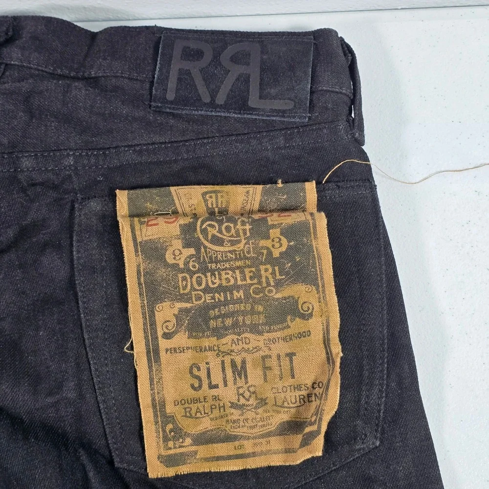 RRL Double RL Mens Slim Fit‎ Black Japan Woven Selvedge Denim Jeans 29x32 USA